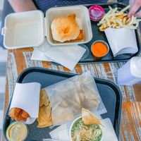 Hot chicky sandwich, tenders, spinach artichoke dip & air baked fries! at Beatnic - Providence in Providence