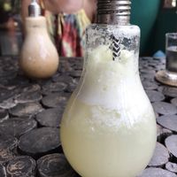 Ginger, lime and coconut water shake. The other one is the coffee and banana shake.  at Kaya Caffe in Koh Lanta