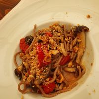 Homemade pasta with nuts and pioppini mushroom at La Piazzetta in Verona