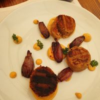 Chickpeas burger with balsamic scallion and paprika mayo at La Piazzetta in Verona