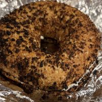 Onion bagel with vegan cream cheese  at White Electric Coffee in Providence