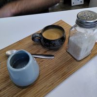 Espresso in a lovely cup at Comptoir Veggie in Paris