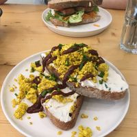 Scrambled tofu toast  at Comptoir Veggie in Paris