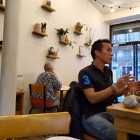 View from seat at Comptoir Veggie in Paris