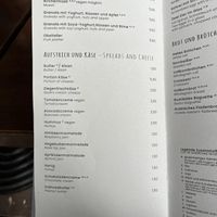 some part of the breakfast menu   at Scheunecafe in Dresden