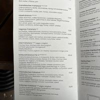 some part of the breakfast menu  at Scheunecafe in Dresden