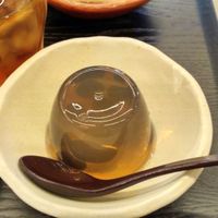 Sweet bean jelly made from seaweed at Vege Deli Kanna - Shokudo in Kyoto