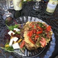 The hummus sandwich and accompanying salad at Café Nowhere in Enskede