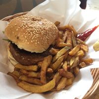 Beyond Meat burger. Filling :) at Holy Moly in Lille