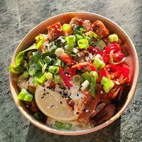 Vegan shichimi with spicy peanut tofu at Grounded Kitchen - Queens Rd in Leicester