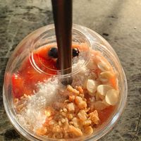 Quencher with strawberries, peach and papaya at Grounded Kitchen - Queens Rd in Leicester