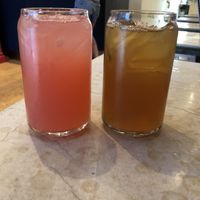 L- rhubarbaid R-Julip tea at Wiz Kid - Rittenhouse in Philadelphia