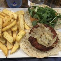Beetroot hamburger at La Cerveseria Clandestina in Barcelona