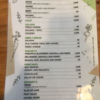 Menu at Treze in Ponta Delgada