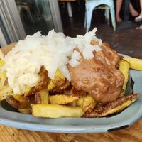Jaaa so good. Friet oorlog. Dutch. Just aks for vegan mayo. at Project Social in Ibiza