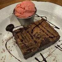 Warm peanut butter brownie and ice creamm  at Project Social in Ibiza