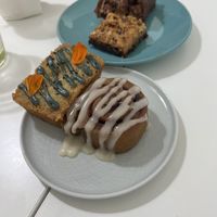 The lemon cake baklava, cinnamon roll something apple I forgot the name of it all tasted amazing  at Bori Vegan in Guaynabo