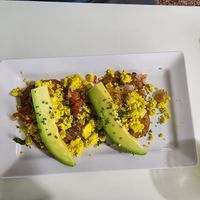Tofu Scramble on hashbrowns topped w/ avocado at Bori Vegan in Guaynabo