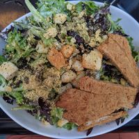 Caesar salad with "chicken" at P.S. Kitchen in New York City
