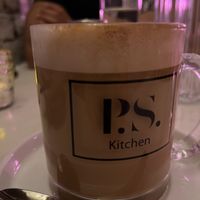 Oat milk latte  at P.S. Kitchen in New York City