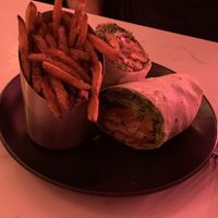 Chicken Caesar Salad Wrap and sweet potato fries   at P.S. Kitchen in New York City