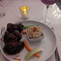 Mushroom "wings" and potato salad. 💚 at P.S. Kitchen in New York City