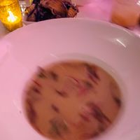 Blurry potato soup at P.S. Kitchen in New York City