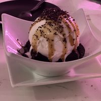 Chocolate brownie with coconut ice creamm  at P.S. Kitchen in New York City