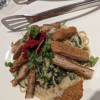 Linguine Alfredo + extra chicken - quite nice at P.S. Kitchen in New York City