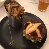 Impossible bleu burger with truffle fries at P.S. Kitchen in New York City