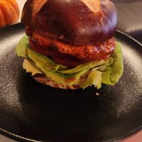 Thai chicken sandwich on pretzel roll at P.S. Kitchen in New York City