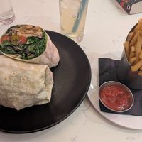 Caesar salad wrap and fries at P.S. Kitchen in New York City