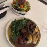 Seitan Beef Marsala and House Salad w/edamame   at P.S. Kitchen in New York City
