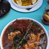 Paella + mushroom gravy steak at P.S. Kitchen in New York City