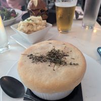 Pie and mash (as you do), burger and salad at P.S. Kitchen in New York City