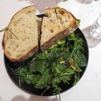 spicy "chicken" sandwich at P.S. Kitchen in New York City