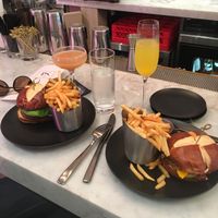 PS burger and the BBQ burger!  at P.S. Kitchen in New York City