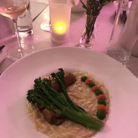 Orzo Alfredo with bratwurst sausage  at P.S. Kitchen in New York City
