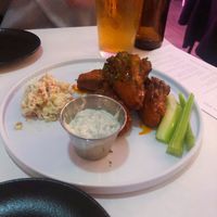 Wings and mashed potatoes  at P.S. Kitchen in New York City