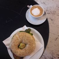 Vegan bagel and coffee at Milch&Zucker in Berlin