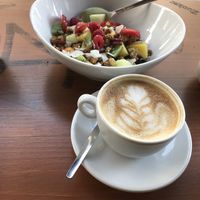 Müsli and cappuccino  at Milch&Zucker in Berlin
