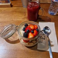 granola with fruits and vegan yogurt at Zenith in Porto