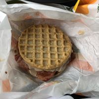 Chicken and Waffles at Plant Power Fast Food - Encinitas in Encinitas