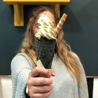 Green Tea Ice Cream w/ Black Cone at Malvy's Shakes in Madrid