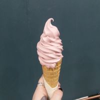 Vegan strawberry cone  at Malvy's Shakes in Madrid