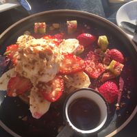 Pancakes with yogurt and fruit at Gathered Kitchen in Glebe