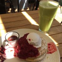 pancakes and a smoothie at Gathered Kitchen in Glebe