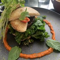 Vegan Halloumi mushroom something!!! Yum! at Gathered Kitchen in Glebe