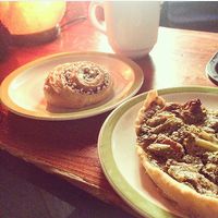 tofu  pie and vegan cinnamon bun  at Regatta in Helsinki