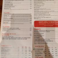 Menu at La Chaufferie in Paris